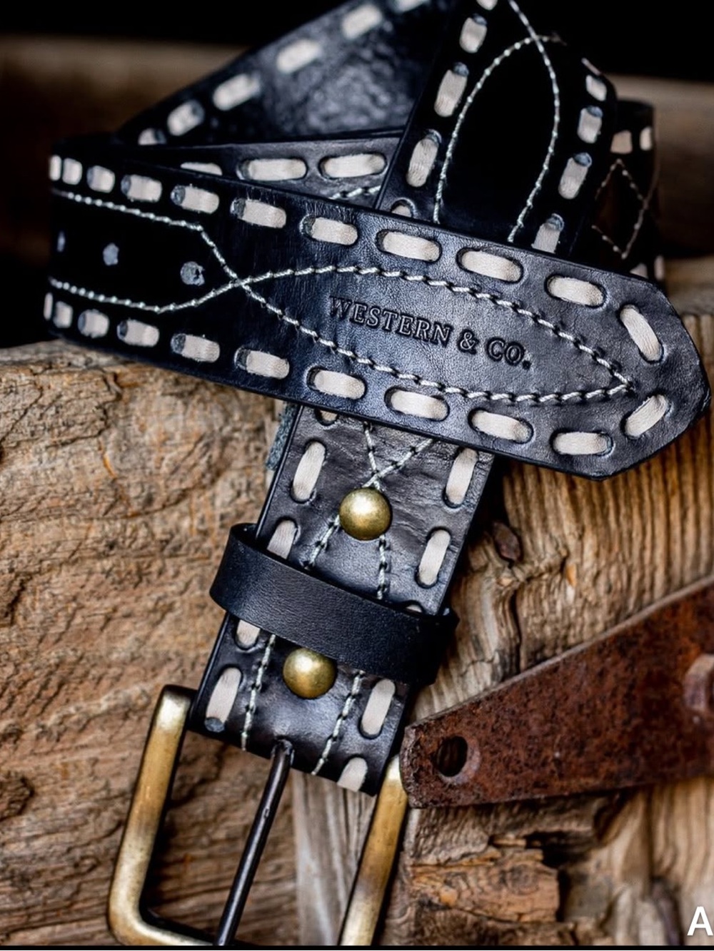 Classic Black Buckstich Belt